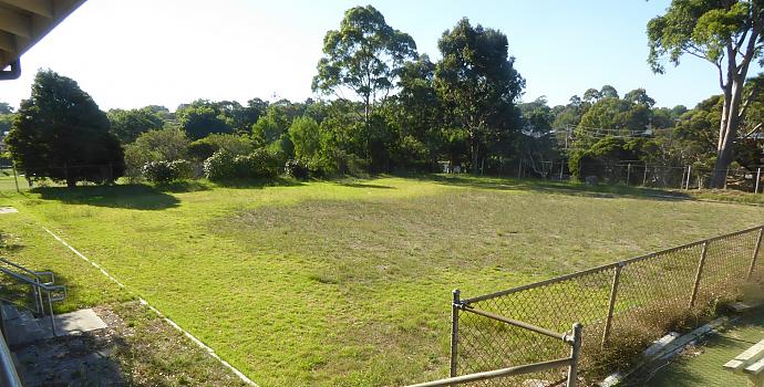 The grassy lower area for outdoor activities