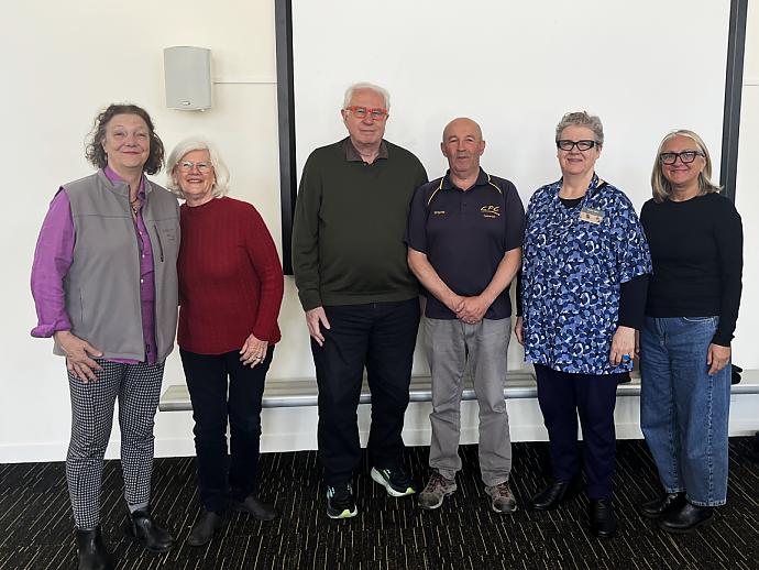 Rosy (GM), Katy (V.P.),Gordon (Tres), Wayne (Prez), Deidre (Sec), Gordana (GM), Faye (GM), Rex (GM)