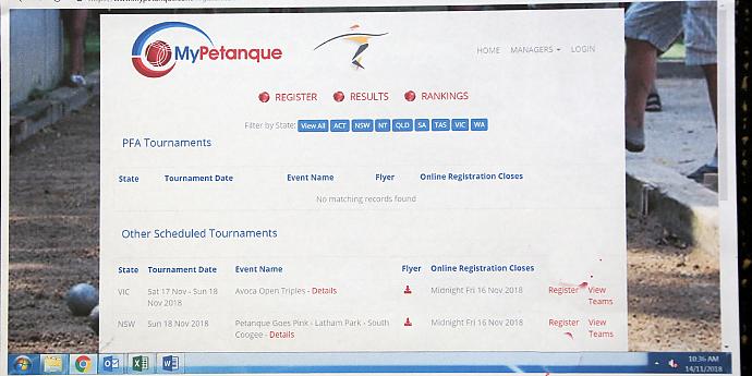 www.mypetanque.com : For Registration and Results