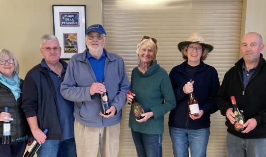 Mary (visiting from Pyrinees Petanque Club), Tony, Howard, Trish, Helen & Wayne.